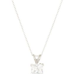 Bijuterii Femei Savvy Cie Radiant Cut Simulated White Diamond Pendant Necklace silver