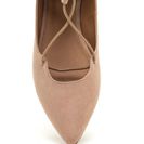 Incaltaminte Femei CheapChic Point It Out Laced Faux Suede Flats Nude