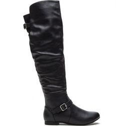 Incaltaminte Femei CheapChic Ride On Faux Leather Buckled Boots Black