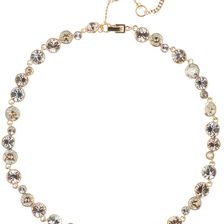 Givenchy Triple Crystal Station Necklace GOLD-SILK TONAL