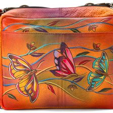 Anuschka Handbags Crossbody Travel Organizer Tangerine