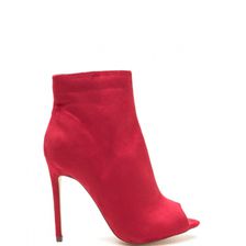 Incaltaminte Femei CheapChic Peep Show Faux Suede Stiletto Booties Red