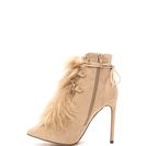 Incaltaminte Femei CheapChic Bold Entrance Furry Lace-up Booties Nude