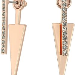 Rebecca Minkoff Pave Bar and Triangle Front/Back Earrings Rose Gold with Crystal