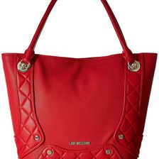 LOVE Moschino Pebble Quilted Satchel Red