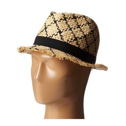 BCBGMAXAZRIA Checked Fedora Hat Natural