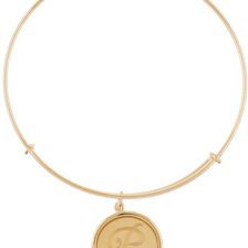 Alex and Ani 14K Gold Filled Initial P Charm Wire Bangle RUSSIAN GOLD