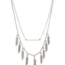 Bijuterii Femei Forever21 Feather Layered Necklace Bsilver