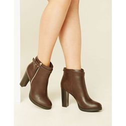 Incaltaminte Femei Forever21 Faux Leather Ankle Booties Brown