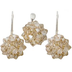 Set Argint 925 cu Swarovski Elements, Golden Shadow, 16 mm