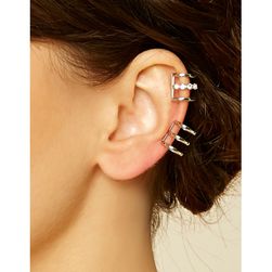 Bijuterii Femei Forever21 Rhinestone Cutout Ear Cuff Set Silverclear