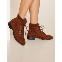 Incaltaminte Femei Forever21 Faux Suede Lace-Up Boots Brown
