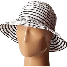 Ralph Lauren Poly Striped Signature Grosgrain Bucket Hat Pearl/Black