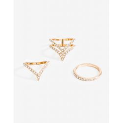 Bijuterii Femei CheapChic Double Up V Caged 3pc Ring Set Met Gold