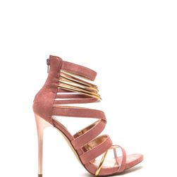 Incaltaminte Femei CheapChic Night Show Strappy Caged Heels Blush