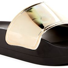 Jeffrey Campbell Follow Me Platform Slide Sandal GOLD BLK