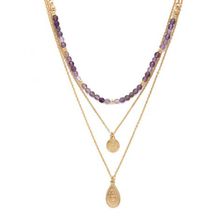 Bijuterii Femei Forever21 Beaded Layered Necklace Goldpurple