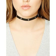 Bijuterii Femei Forever21 Faux Leather Cross Choker Silverblack