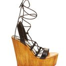 Incaltaminte Femei Steve Madden Sun-Set Wedge Sandal BLACK LEAT