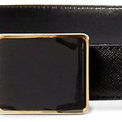 Ralph Lauren Enamel Plaque Saffiano Belt Black