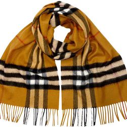 Burberry Classic Cashmere Scarf in Check - Amber N/A