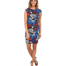 KUT from the Kloth Ava Shirred Side Dress Royal/Red