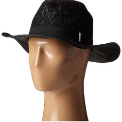 BCBGMAXAZRIA Lace Overlay Hat Black