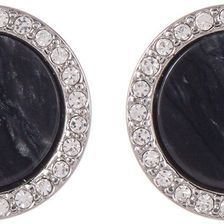 Fossil Inlaid Crystal Halo Stud Earrings SILVER