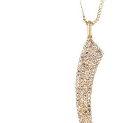 Vince Camuto Pave Flat Horn Pendant Necklace WORN GOLD-CRYSTAL