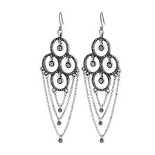 Lucky Brand Pave Chain Dangles Earrings Silver