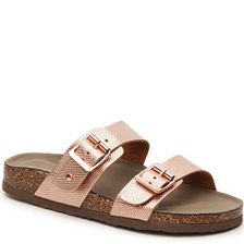 Incaltaminte Femei Madden Girl Brando Reptile Flat Sandal Rose Gold Metallic