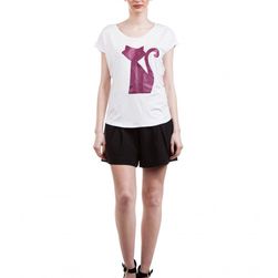 Tricou femei, alb, Classic Cat Top, Amelie Suri