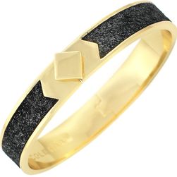 Cole Haan 12K Gold Plated Thin Hinged Leather Inlay Bangle GOLDT