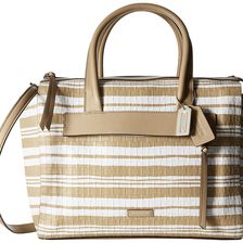 COACH Bleecker Embossed Woven Leather Riley Carryall White