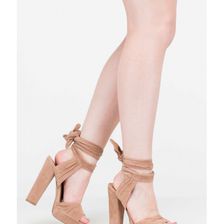 Incaltaminte Femei CheapChic Strapped In Tied Chunky Peep-toe Heels Taupe