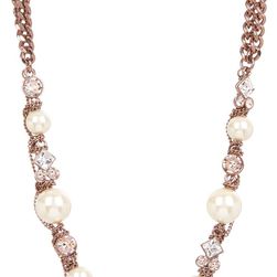 Givenchy Simulated Pearl Chainlink Long Necklace BROWN GOLD