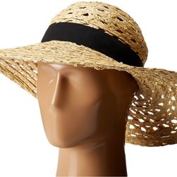 Vince Camuto Open Weave Floppy Hat Natural