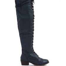 Incaltaminte Femei CheapChic Wing Tip Knee High Boots Navy