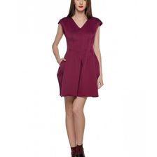 Rochie burgundy, din neopren, Bat, Amelie Suri