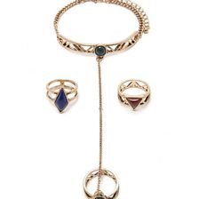 Bijuterii Femei Forever21 Faux Stone Hand Chain Set Antique goldolive