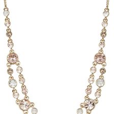 Givenchy Double Row Crystal Necklace GOLD-SILK TONAL