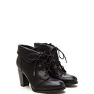 Incaltaminte Femei CheapChic Fold Move Faux Leather Lace-up Booties Black