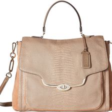 COACH Madison Nubuck Lizard Large Sadie Flap Satchel Tearose 2