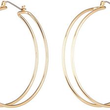 Natasha Accessories Gold-Tone Double Bar Hoop Earrings GOLD