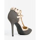 Incaltaminte Femei CheapChic Adora-64 Studded T-strap Pump Gray