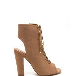 Incaltaminte Femei CheapChic Tie Game Lace-up Faux Suede Booties Taupe