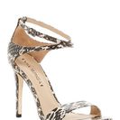 Incaltaminte Femei Via Spiga Tiara Snake Embossed Heel Sandal BLKWHT