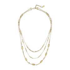 Ralph Lauren Golden Opulence 18-22" 3 Row Metal Nugget Necklace Gold