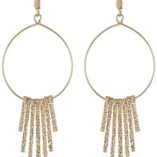 Steve Madden Textured Bar Dangling Hoop Earrings GOLD