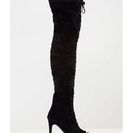 Incaltaminte Femei CheapChic Velvet Vibe Thigh-high Lace-up Boots Black